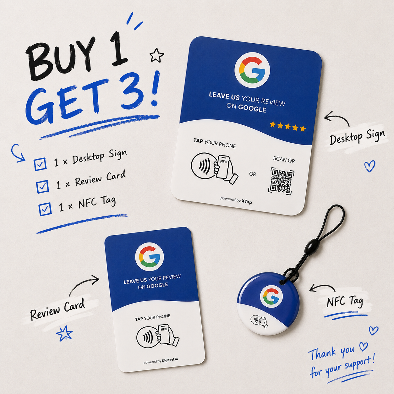 Google Reviews Plate  Buy 1 Get 3